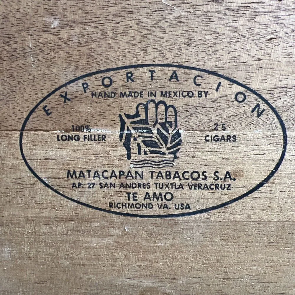 Vintage Hinged Wood 2.5 Cigar Box TE-AMO Richmond VA Tobacco TORO Natural Access